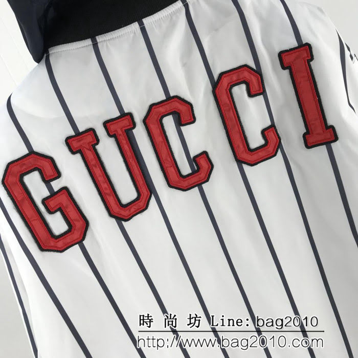 GUCCI古馳 18ss秋冬新款 NY復古系列 勳章刺繡豎條 棉夾克套裝 男女同款 ydi1636